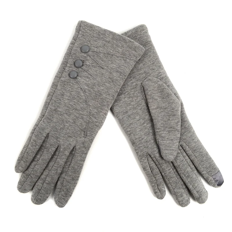 Stylish Touch Screen Gloves with Button Accent
