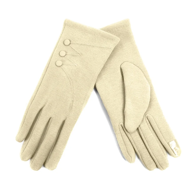 Stylish Touch Screen Gloves with Button Accent