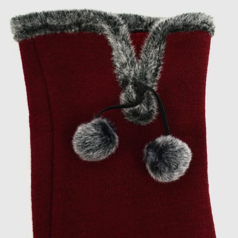 Stylish Touch Screen Gloves With Fur Trim & Fleece