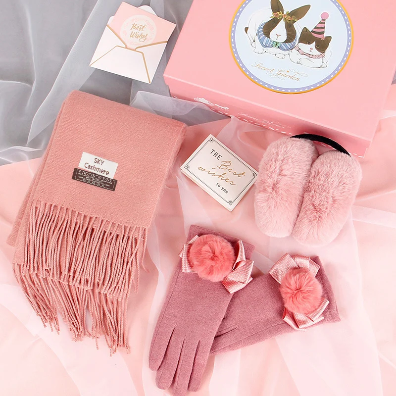 Autumn And Winter Scarf Gloves Two-Piece Gift Box Sets