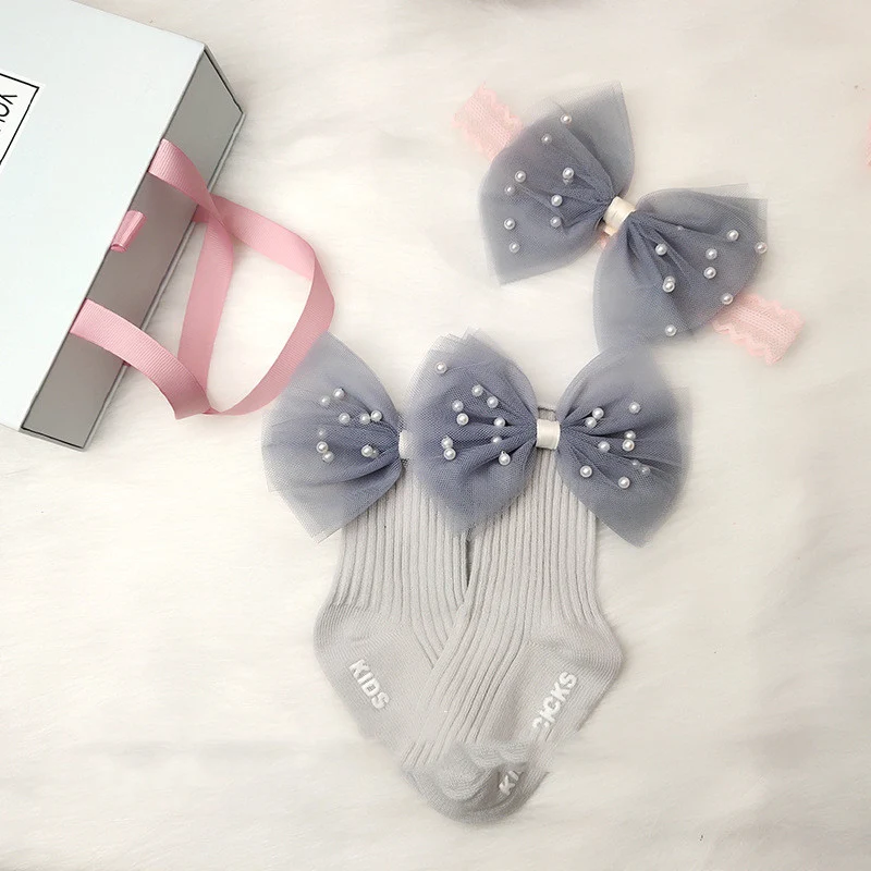 Princess Pearl Lace Headband Bow Socks Gift Box (Baby)