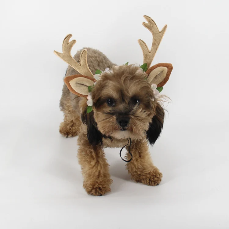 Antlers Pet Cat Dog Floral Headband