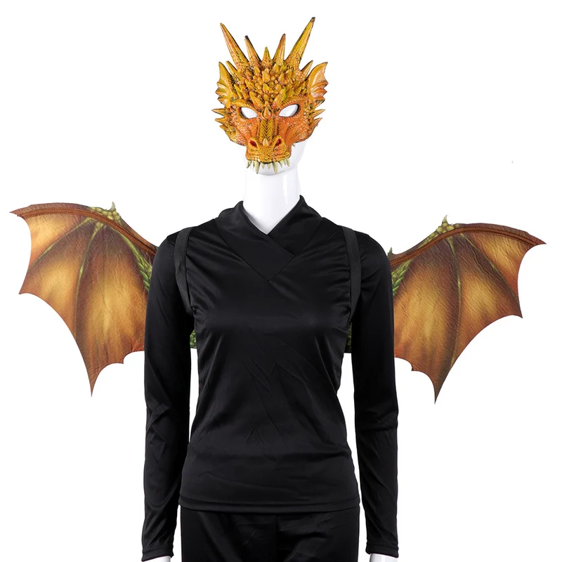 Cos Head Cover Men Non Woven Dragon Mask Wings Suit