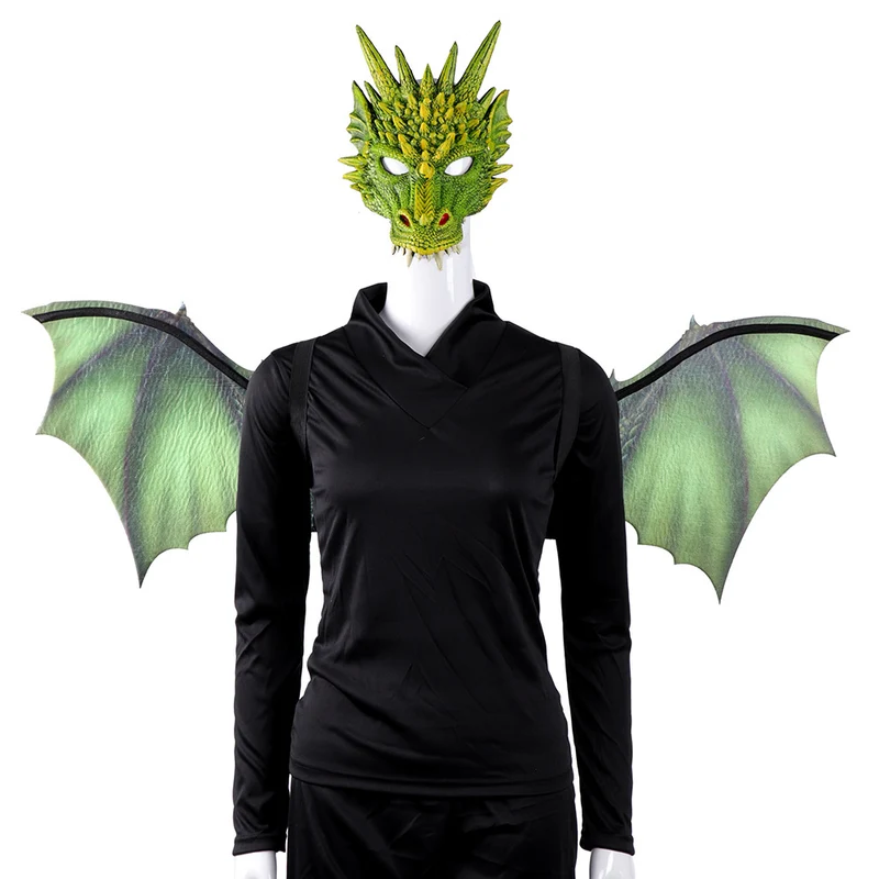 Cos Head Cover Men Non Woven Dragon Mask Wings Suit