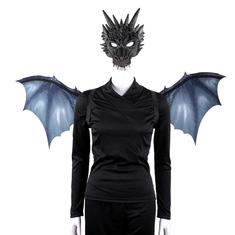 Cos Head Cover Men Non Woven Dragon Mask Wings Suit