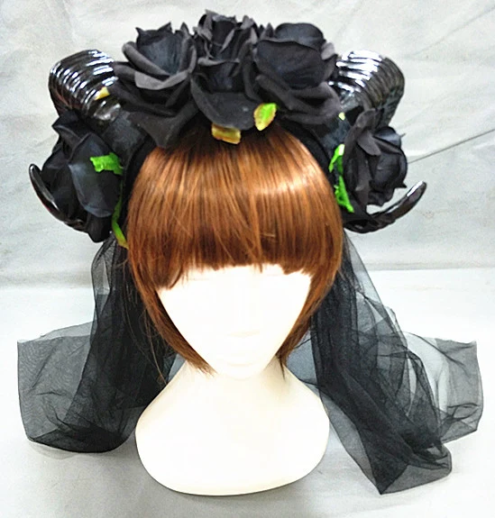 Shofar Dark Rose Lolita Cos Headdress