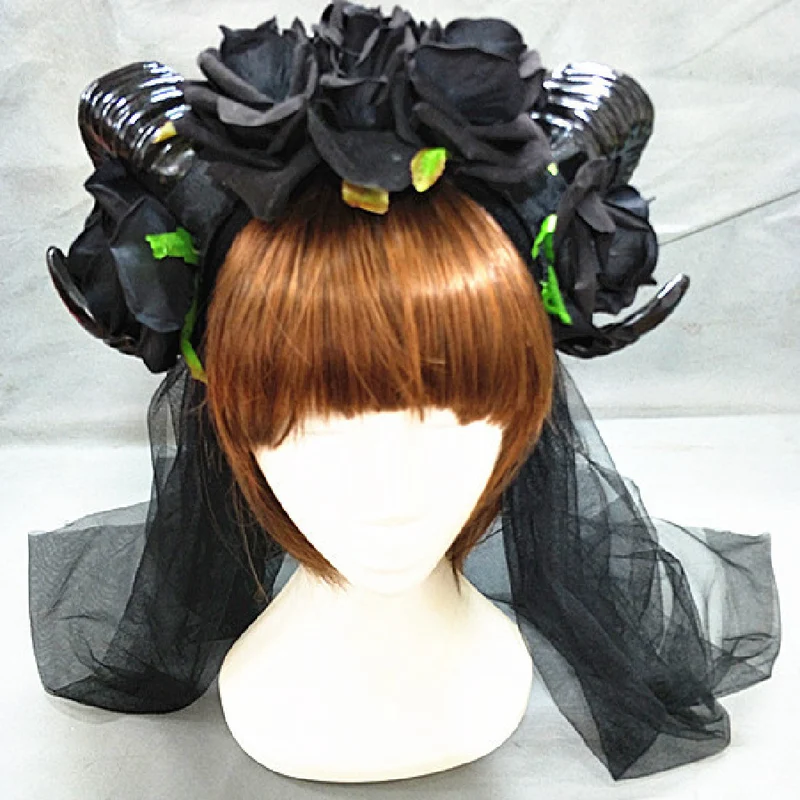 Shofar Dark Rose Lolita Cos Headdress