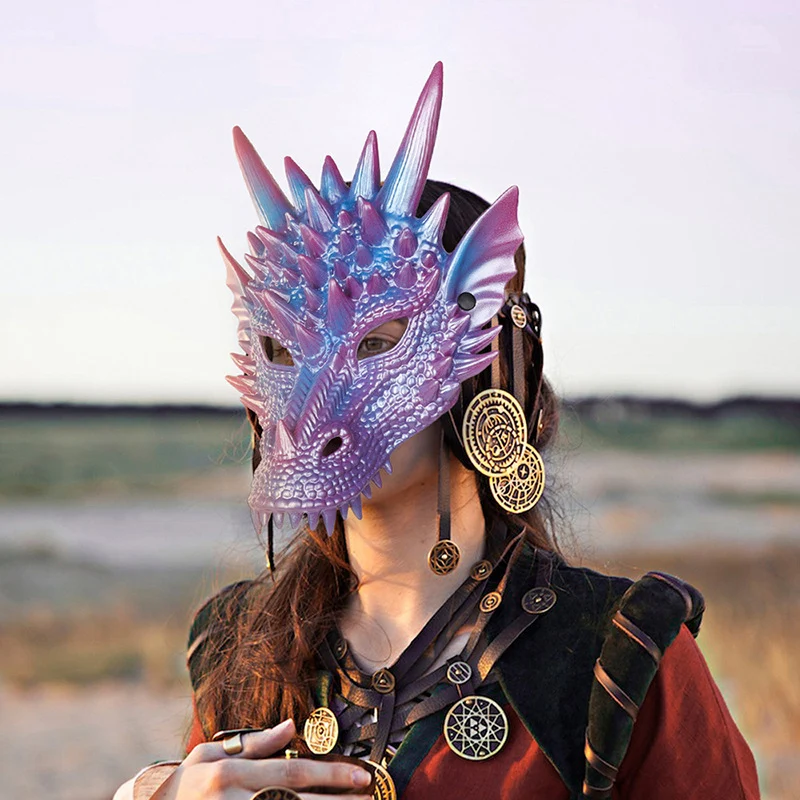 Pearl Blue Dragon Mask Cos Party