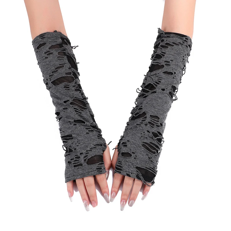 Halloween Black Grey Punk Style Cos Costume Props Finger Gloves