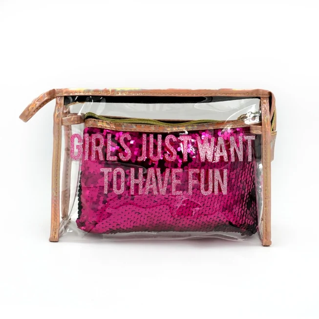 Girls Sequin Cosmetic Bag Set (2 Pcs)