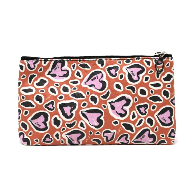Leopard Heart Cosmetic Bag Set (2 Pcs)