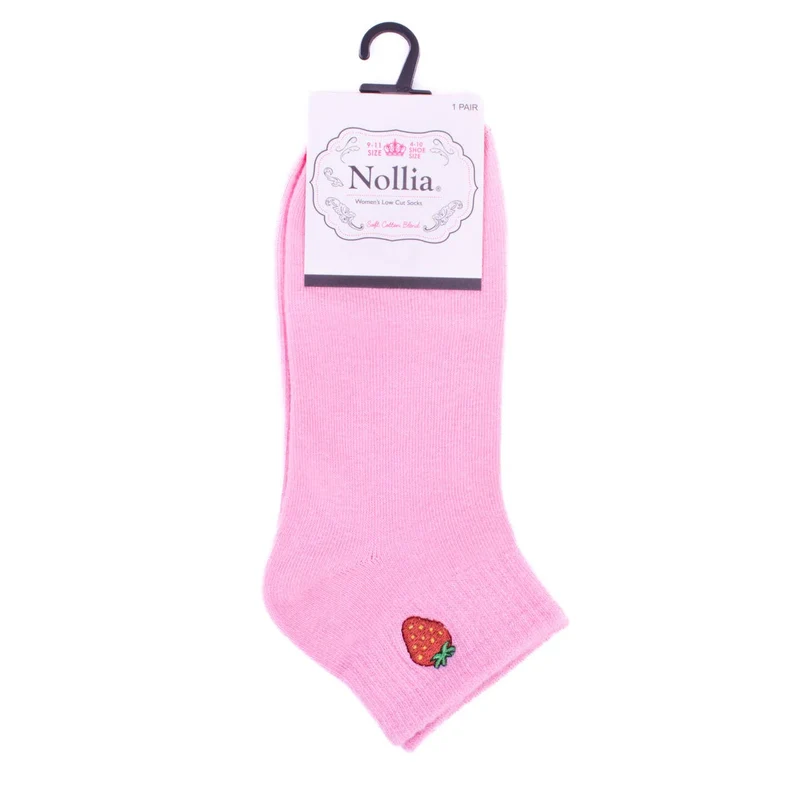 Low Cut Strawberry Ribbed Socks