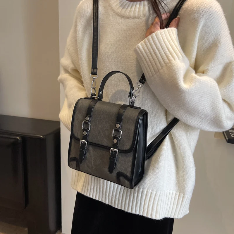 British College Style Backpack Simple Retro School Handbag