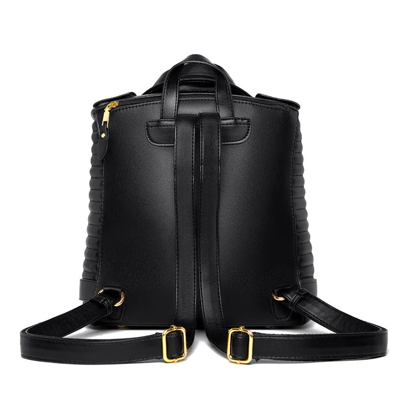 Soft Leather Textured Motorcycle Jacket Trendy Backpack