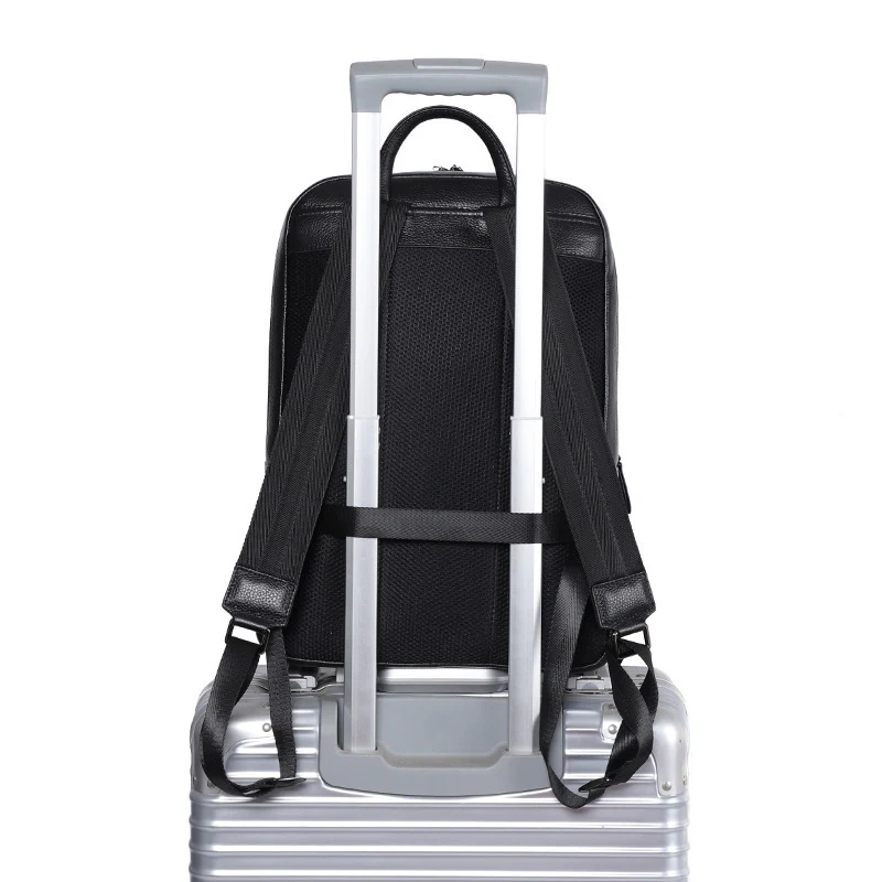 Large Capacity Business Travel Men's Leather Backpack