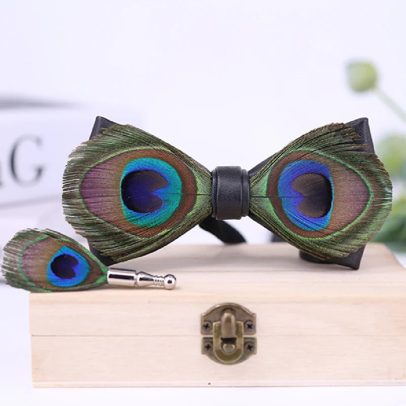 Peacock Feather Bow Tie