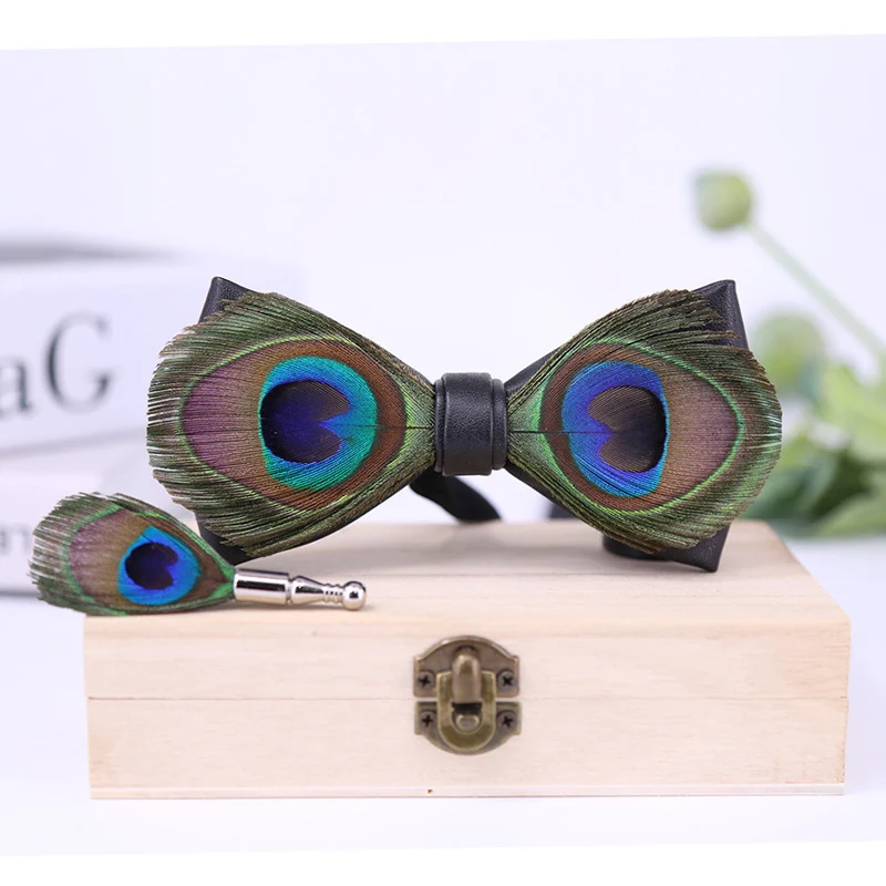 Peacock Feather Bow Tie
