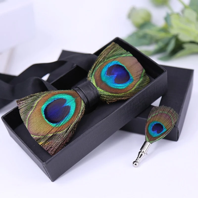 Peacock Feather Bow Tie