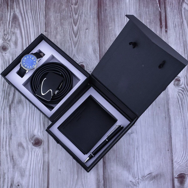 Business Belt Wallet Wrist Watch Pen Gift Box Sets (Mens)