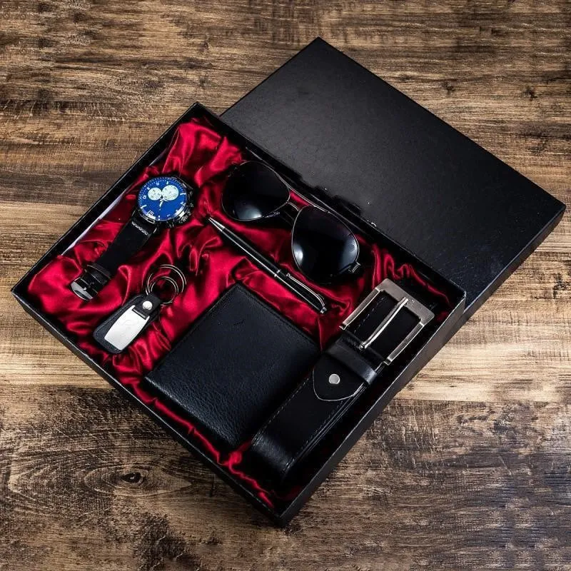 Luxury Gift Box Sunglasses Belt Watch Wallet 6 Pcs Gift Set (Mens)