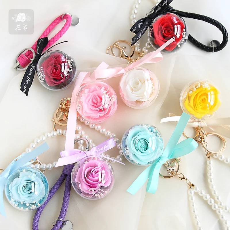 Eternal Rose Wristlet Keychain Car Bag Hanging Ornament Gift