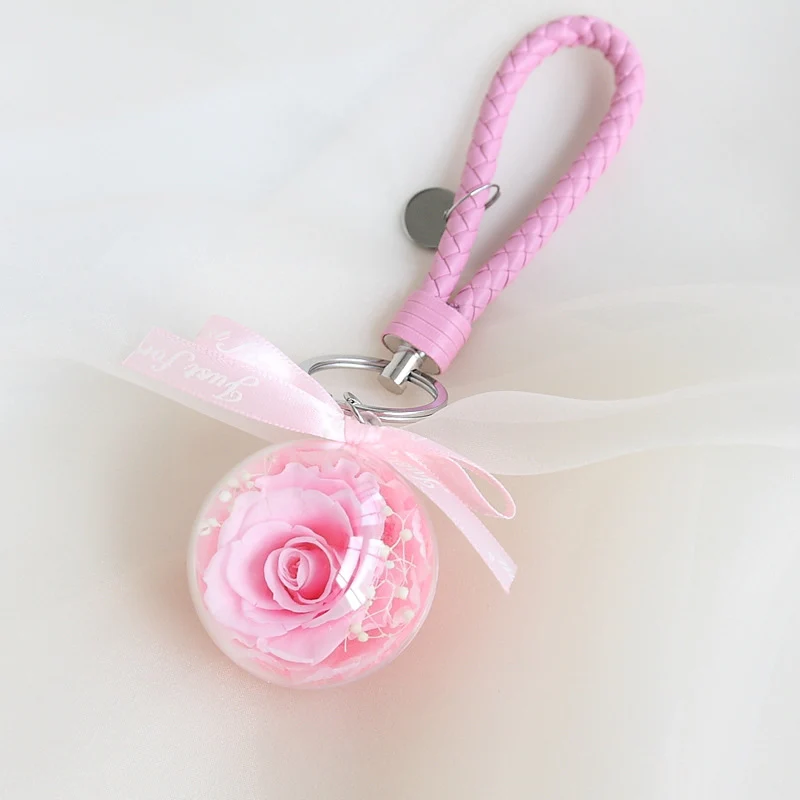 Eternal Rose Wristlet Keychain Car Bag Hanging Ornament Gift