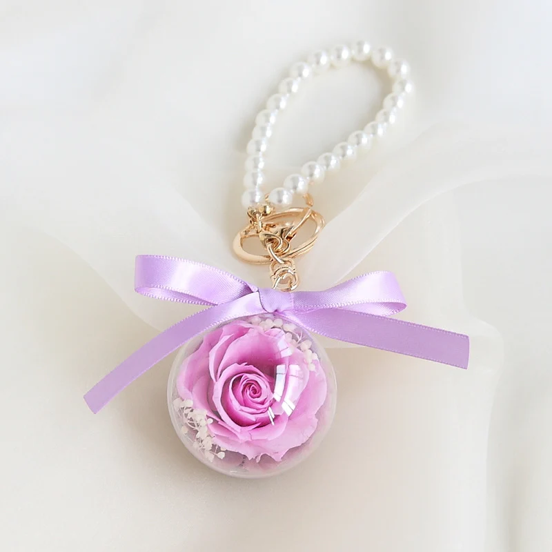 Eternal Rose Wristlet Keychain Car Bag Hanging Ornament Gift