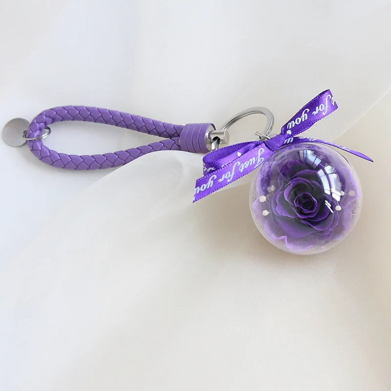 Eternal Rose Wristlet Keychain Car Bag Hanging Ornament Gift