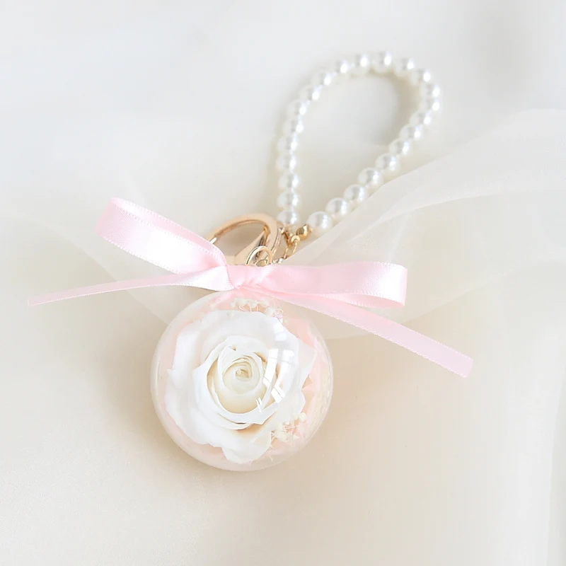Eternal Rose Wristlet Keychain Car Bag Hanging Ornament Gift