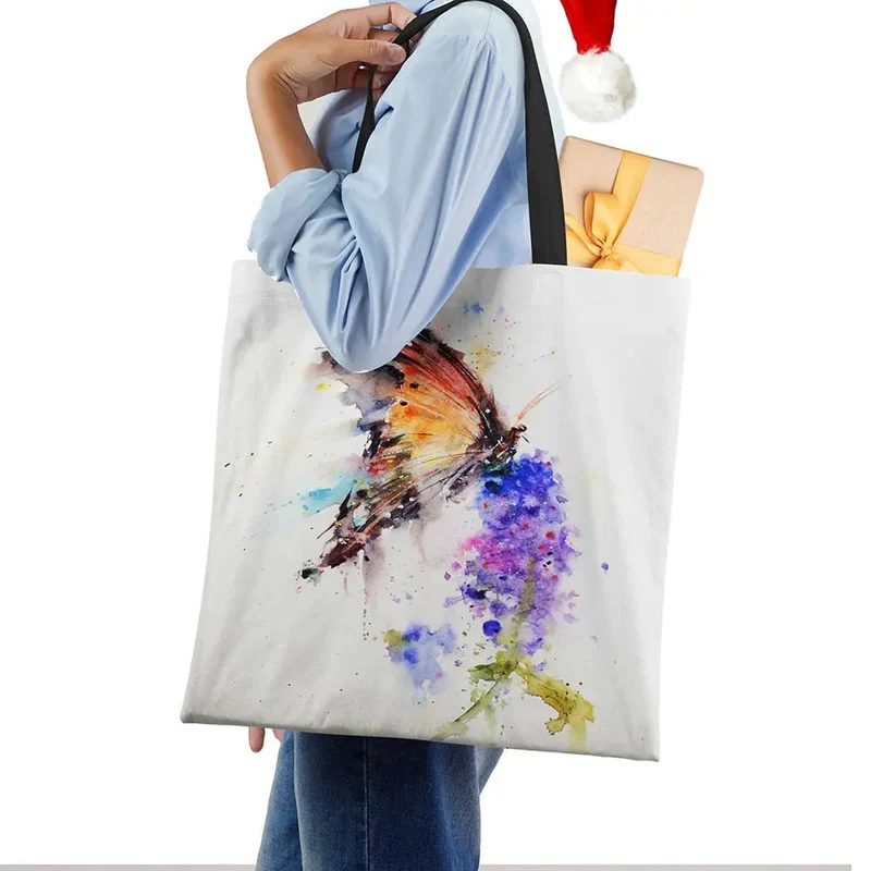 Water Color Print Wildlife Pattern Tote Bags