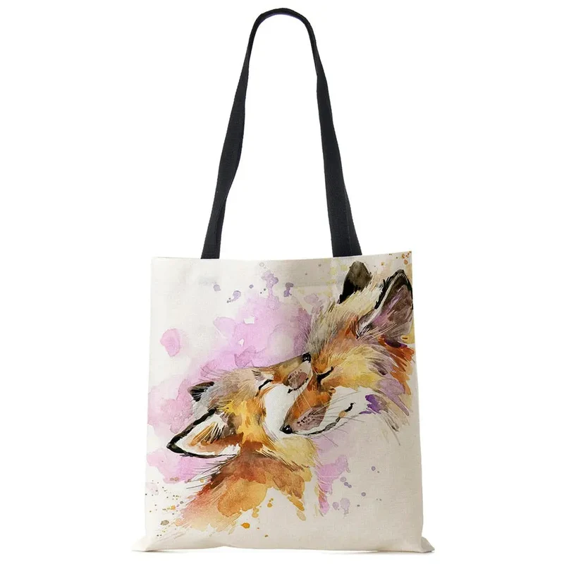 Water Color Print Wildlife Pattern Tote Bags