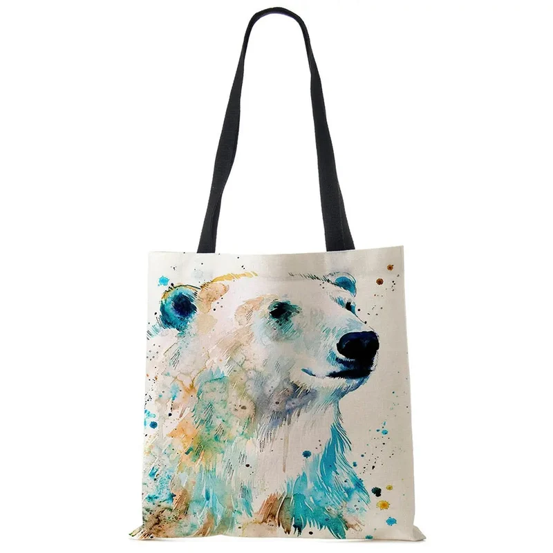 Water Color Print Wildlife Pattern Tote Bags