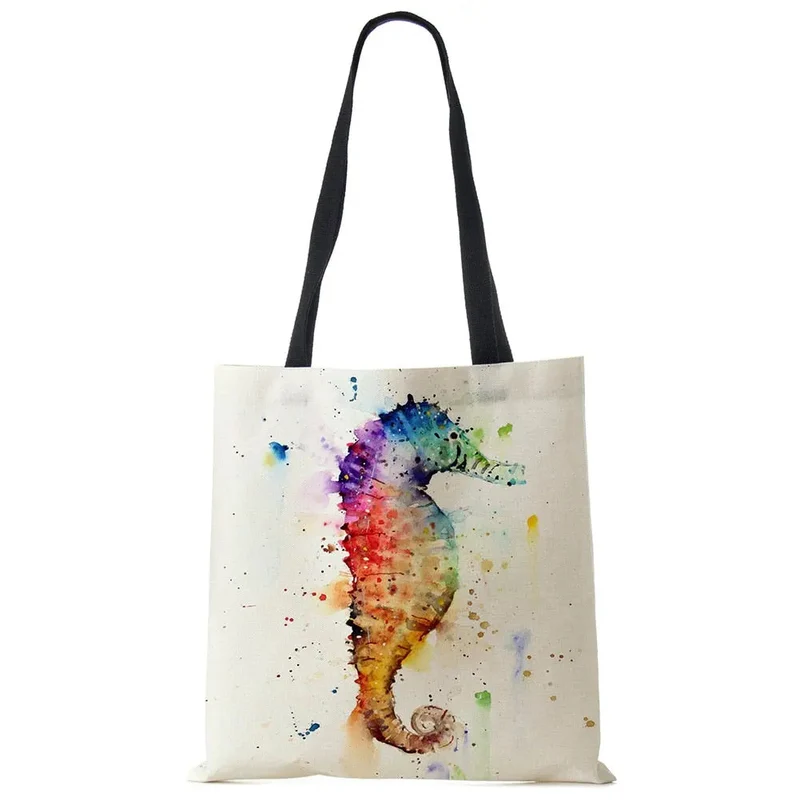 Water Color Print Wildlife Pattern Tote Bags