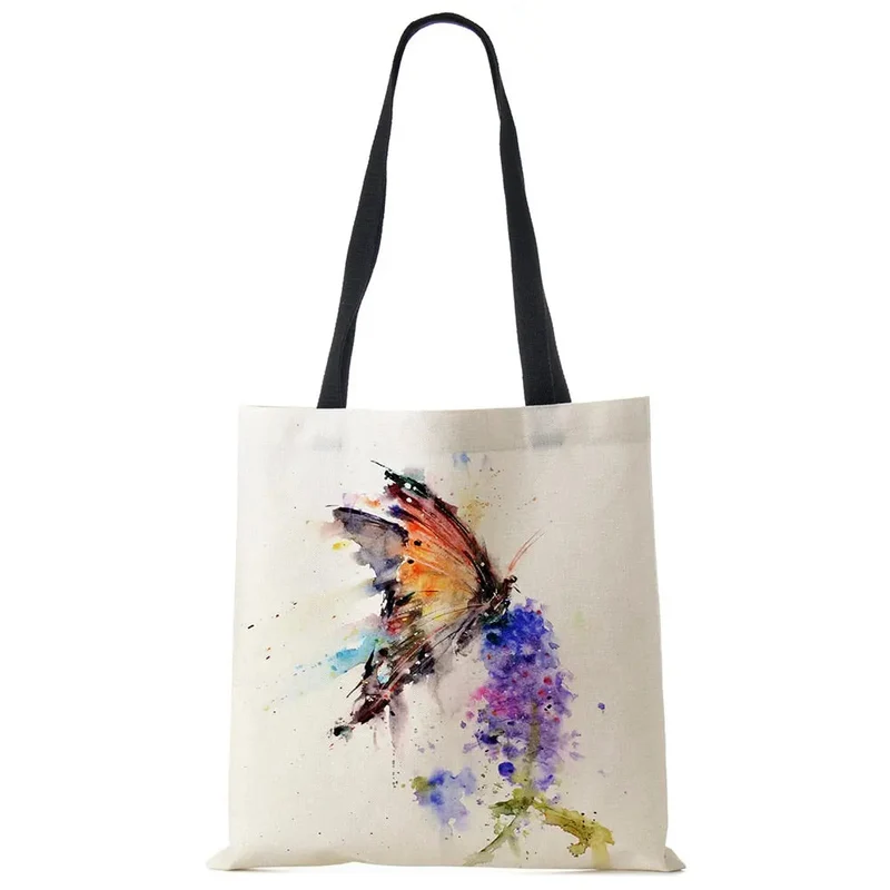 Water Color Print Wildlife Pattern Tote Bags