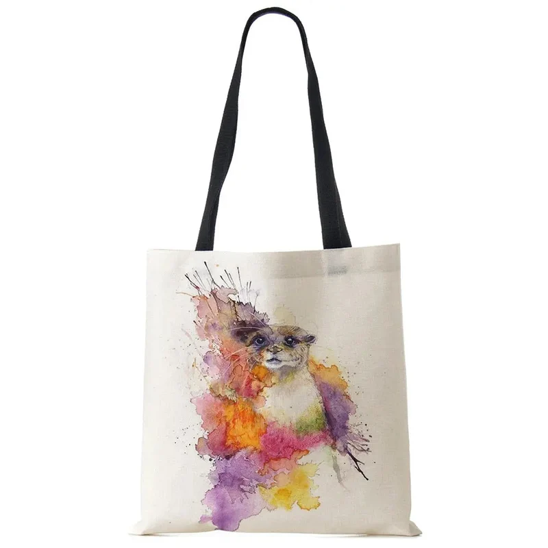 Water Color Print Wildlife Pattern Tote Bags