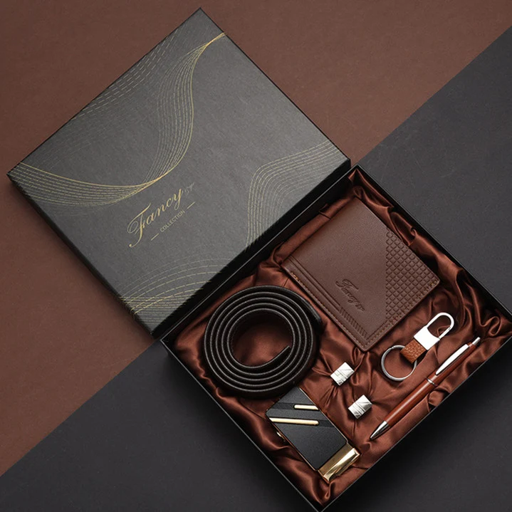 Belt Wallet Keychain Pen Practical 4 Pcs Gift Sets (Mens)