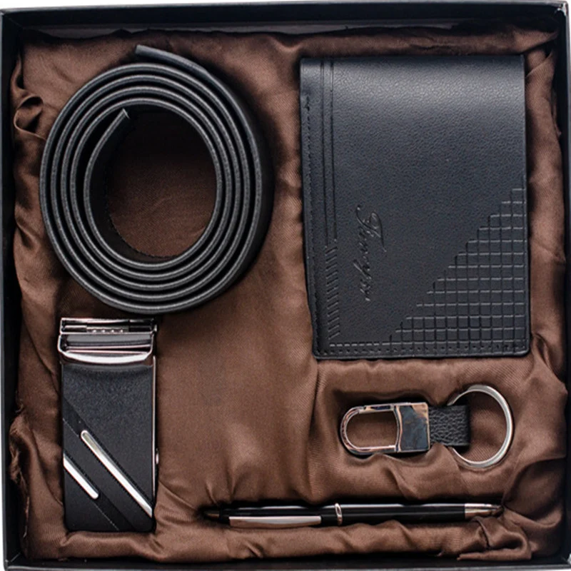 Belt Wallet Keychain Pen Practical 4 Pcs Gift Sets (Mens)