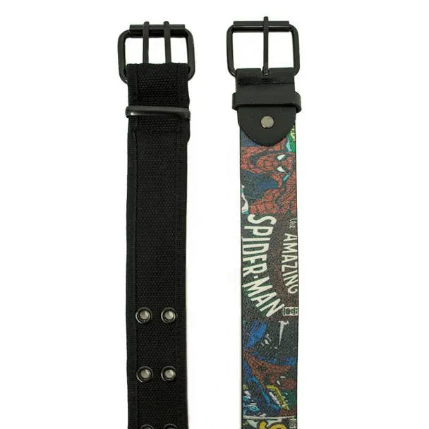 Spiderman PU Leather Graphic Belt & Canvas Grommet Belt Set