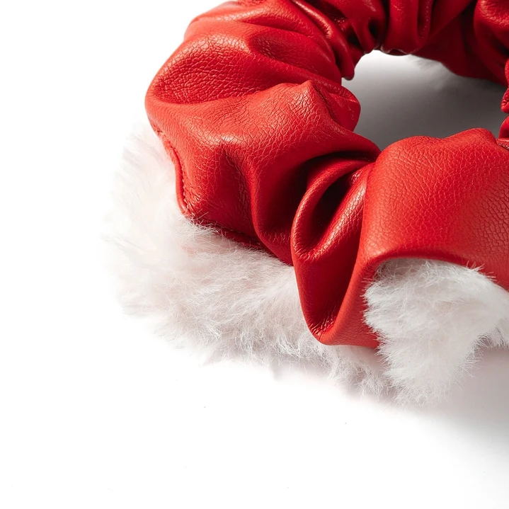 Faux Leather and Fur Scrunchie Set (2 Pcs)