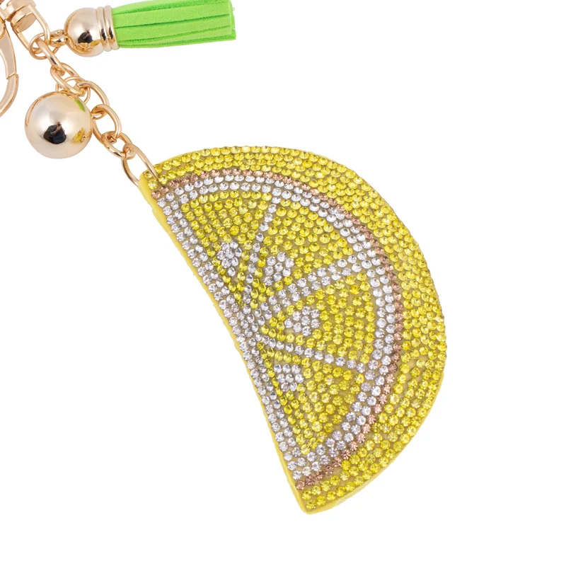 Bling Crystal Lemon Tassel Keychain