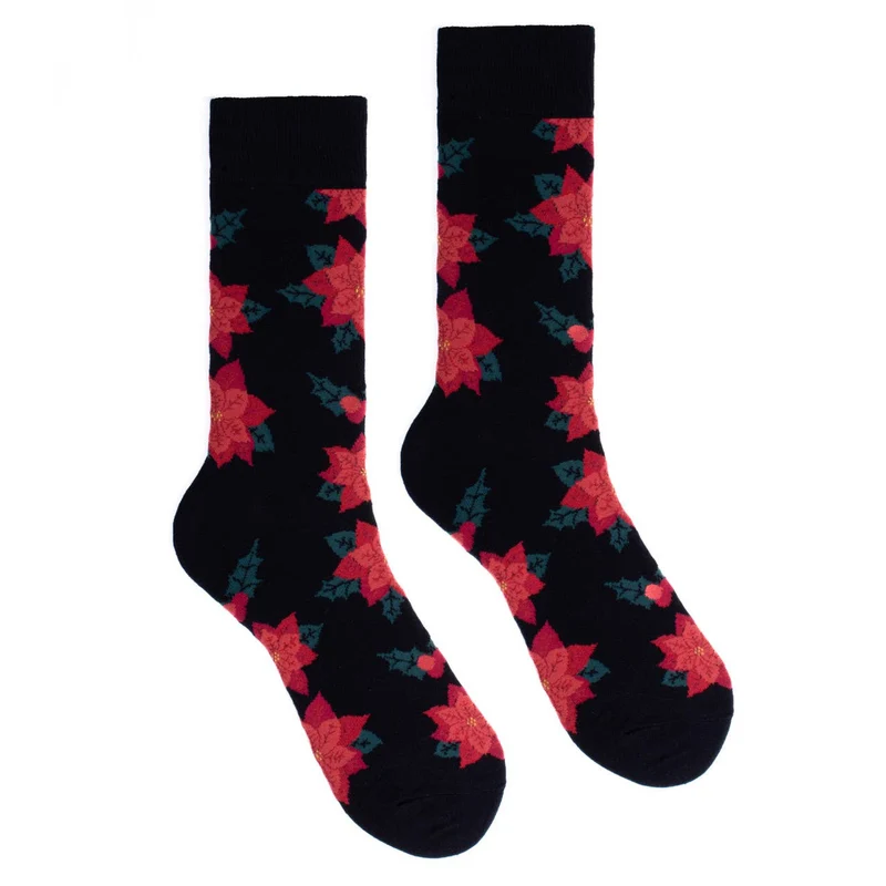 Christmas Poinsettias Novelty Socks (Mens)