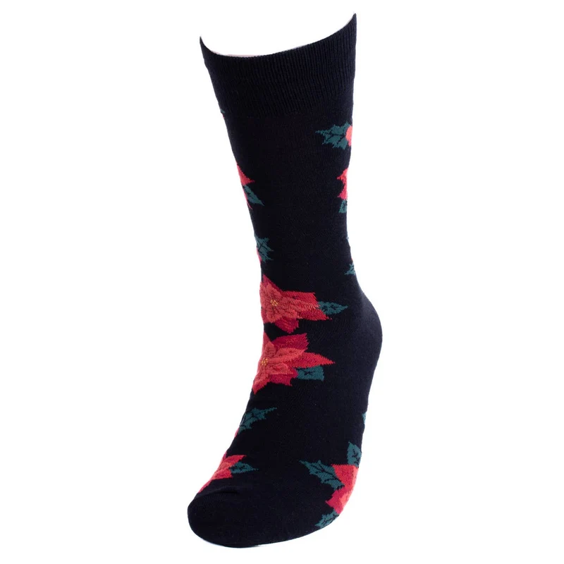 Christmas Poinsettias Novelty Socks (Mens)