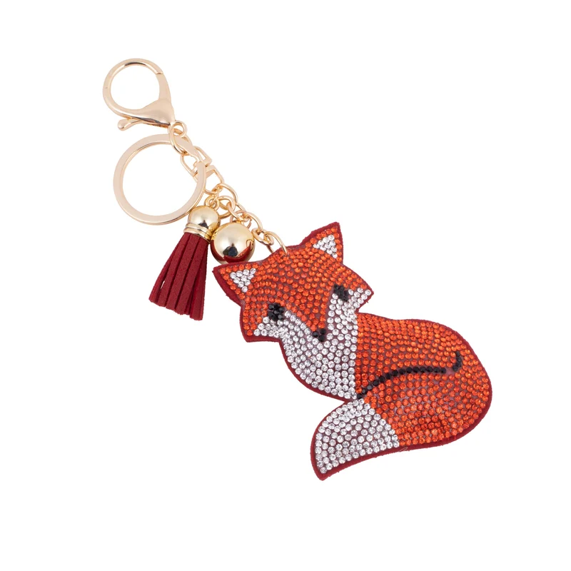 Bling Crystal Fox Tassel Keychain