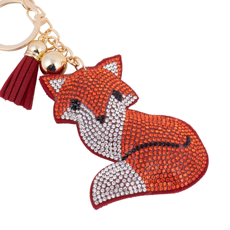 Bling Crystal Fox Tassel Keychain
