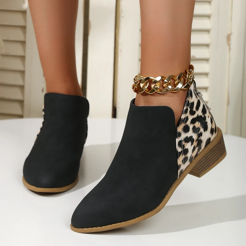 Leopard Back Boot Shoes