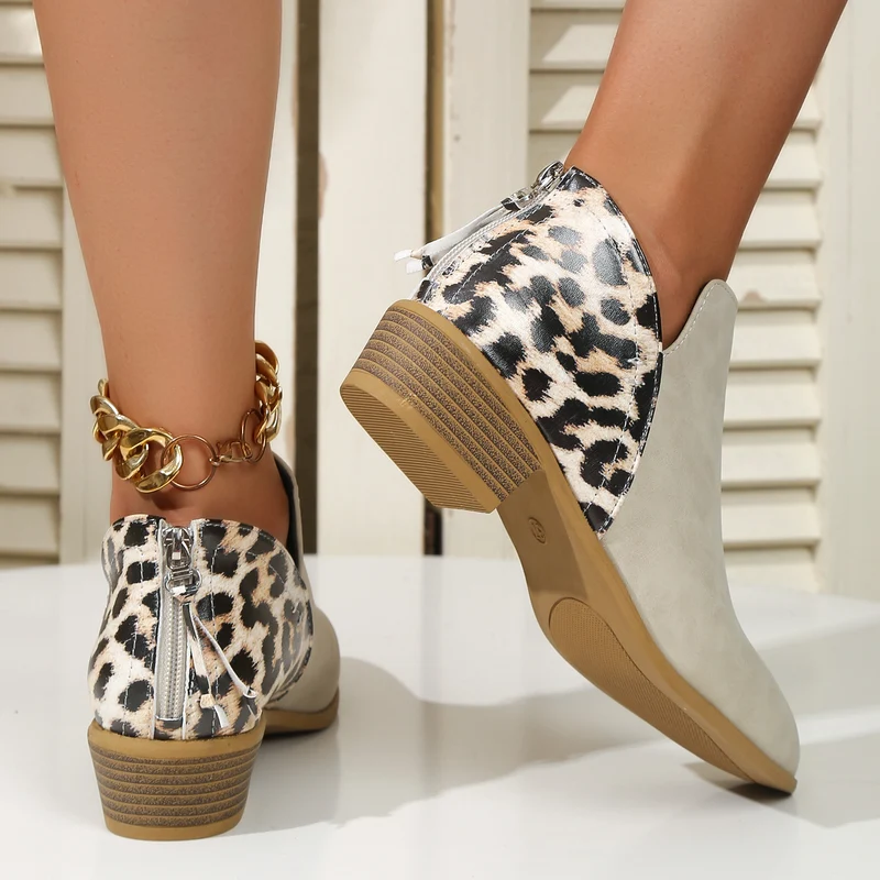 Leopard Back Boot Shoes
