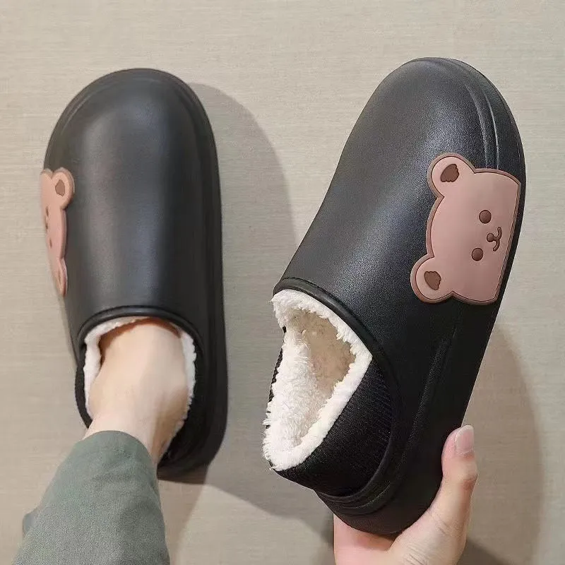Bear Fluffy Slippers Winter House Shoes
