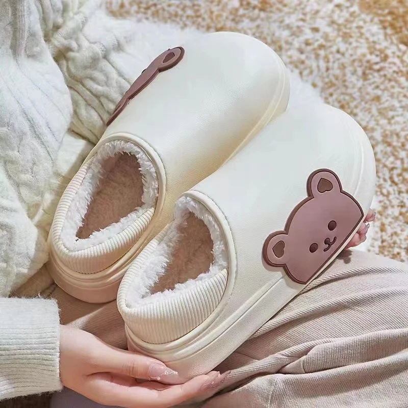 Bear Fluffy Slippers Winter House Shoes