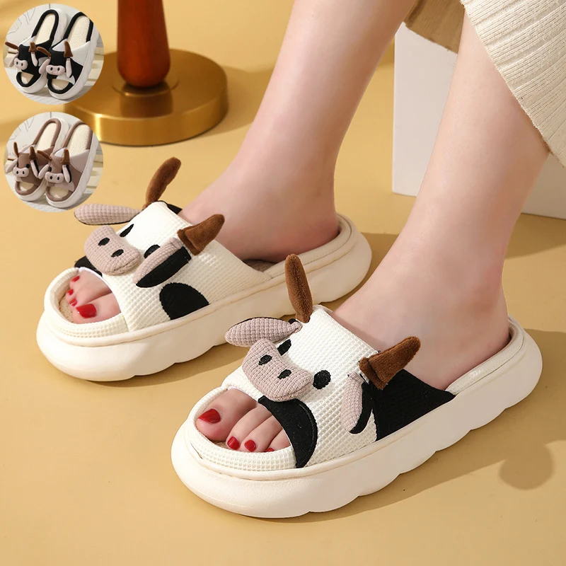 Cute Cartoon Cow and Frog Slippers