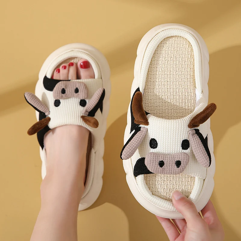 Cute Cartoon Cow and Frog Slippers